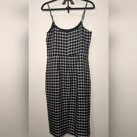 Dress the Population Shaireen Midi Dress Black White Plaid Bodycon Slit Size L - Picture 6 of 6